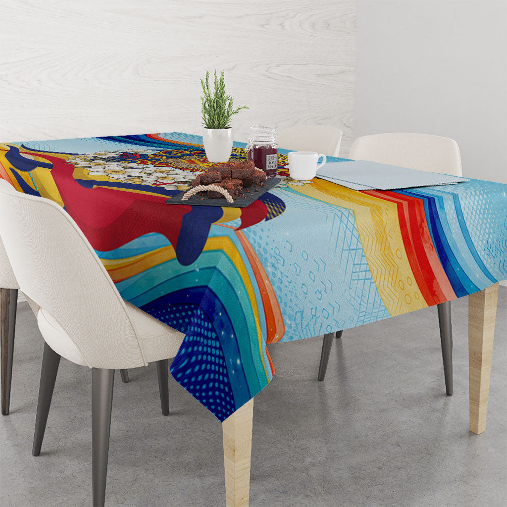 Andorra National Day Tablecloth Coat Of Arms Daffodil Flower Cultural Heritage