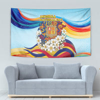 Andorra National Day Tapestry Coat Of Arms Daffodil Flower Cultural Heritage