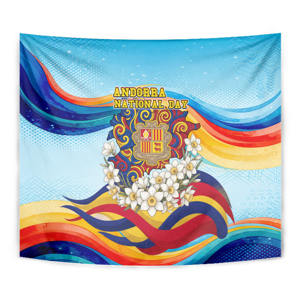 Andorra National Day Tapestry Coat Of Arms Daffodil Flower Cultural Heritage