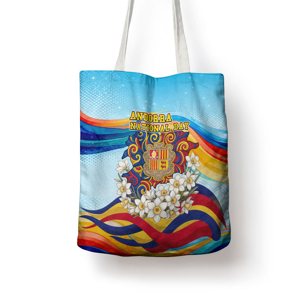 Andorra National Day Tote Bag Coat Of Arms Daffodil Flower Cultural Heritage