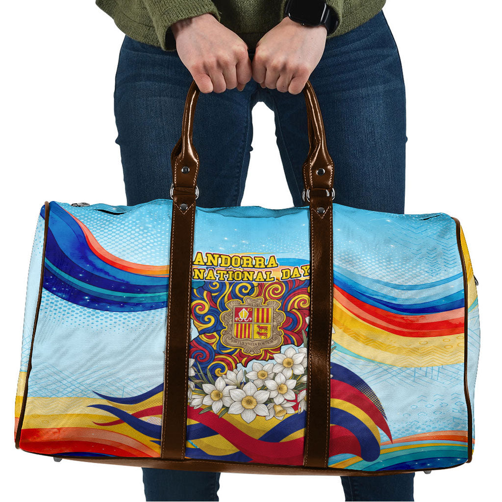 Andorra National Day Travel Bag Coat Of Arms Daffodil Flower Cultural Heritage