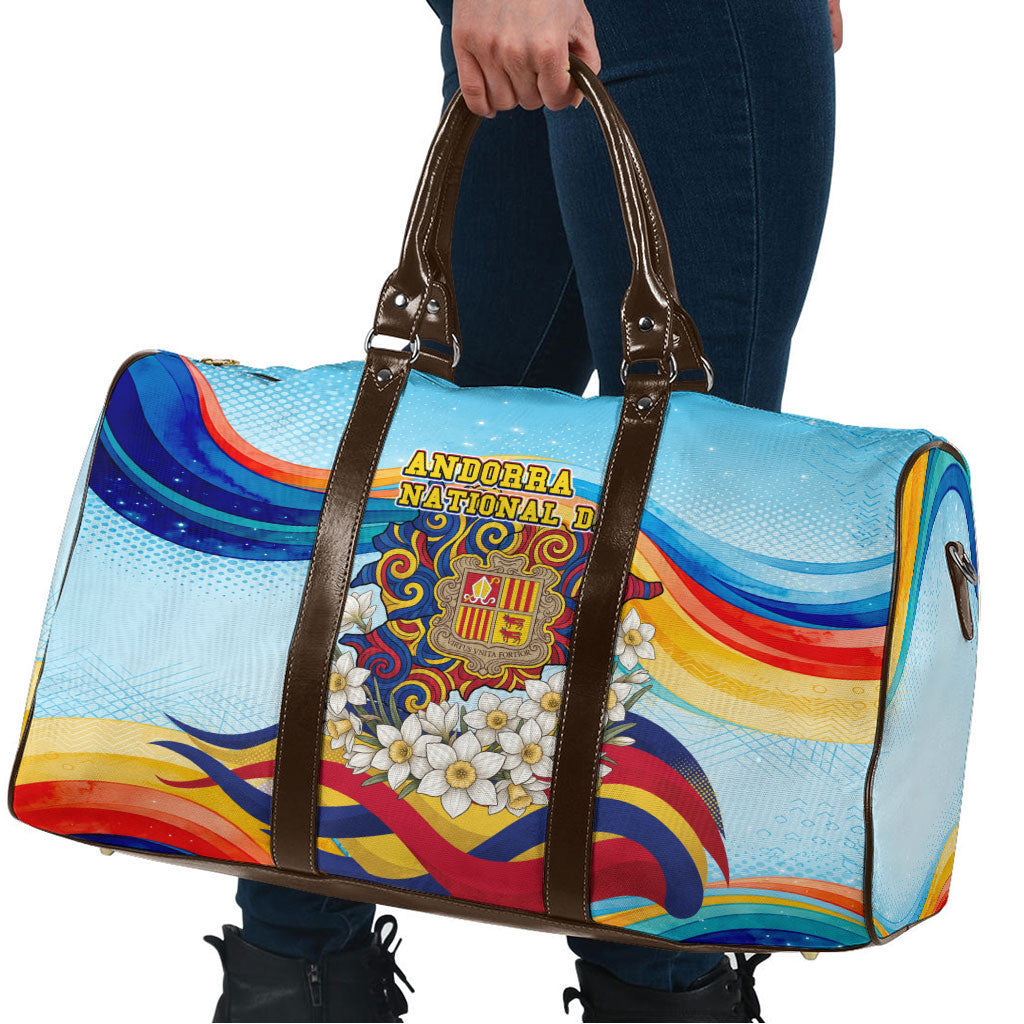 Andorra National Day Travel Bag Coat Of Arms Daffodil Flower Cultural Heritage