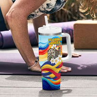 Andorra National Day Tumbler With Handle Coat Of Arms Daffodil Flower Cultural Heritage