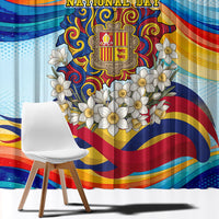 Andorra National Day Window Curtain Coat Of Arms Daffodil Flower Cultural Heritage