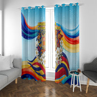 Andorra National Day Window Curtain Coat Of Arms Daffodil Flower Cultural Heritage