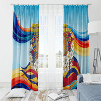 Andorra National Day Window Curtain Coat Of Arms Daffodil Flower Cultural Heritage
