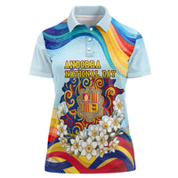Andorra National Day Women Polo Shirt Coat Of Arms Daffodil Flower Cultural Heritage