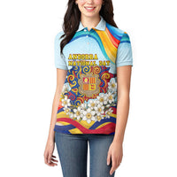 Andorra National Day Women Polo Shirt Coat Of Arms Daffodil Flower Cultural Heritage