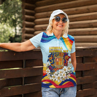 Andorra National Day Women Polo Shirt Coat Of Arms Daffodil Flower Cultural Heritage
