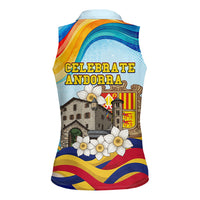 Andorra National Day Women Sleeveless Polo Shirt Coat Of Arms Daffodil Flower Cultural Heritage