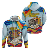 Andorra National Day Zip Hoodie Coat Of Arms Daffodil Flower Cultural Heritage