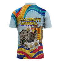 Andorra National Day Zipper Polo Shirt Coat Of Arms Daffodil Flower Cultural Heritage
