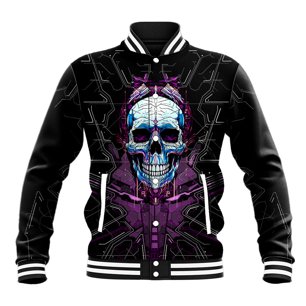 Technology Skull Baseball Jacket I'm blunt because God rolled me that way - Wonder Print Shop