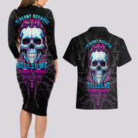 Technology Skull Couples Matching Long Sleeve Bodycon Dress and Hawaiian Shirt I'm blunt because God rolled me that way - Wonder Print Shop