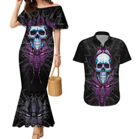 Technology Skull Couples Matching Mermaid Dress and Hawaiian Shirt I'm blunt because God rolled me that way - Wonder Print Shop