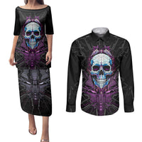 Technology Skull Couples Matching Puletasi Dress and Long Sleeve Button Shirts I'm blunt because God rolled me that way - Wonder Print Shop