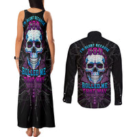 Technology Skull Couples Matching Tank Maxi Dress and Long Sleeve Button Shirts I'm blunt because God rolled me that way - Wonder Print Shop