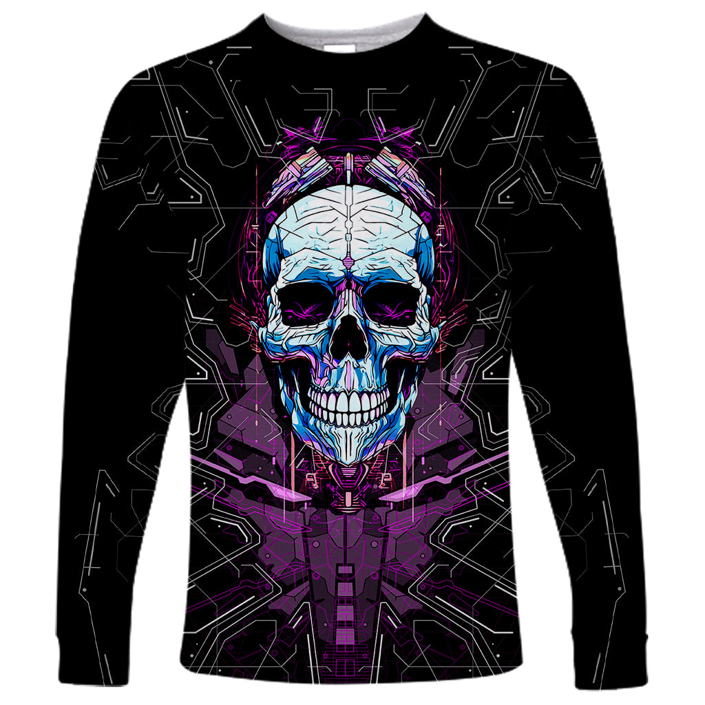 Technology Skull Long Sleeve Shirt I'm blunt because God rolled me that way - Wonder Print Shop