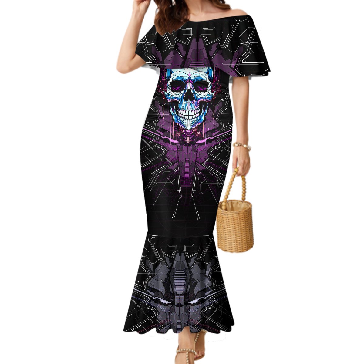 Technology Skull Mermaid Dress I'm blunt because God rolled me that way - Wonder Print Shop