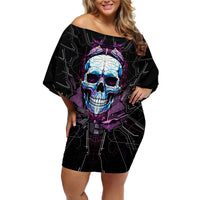 Technology Skull Off Shoulder Short Dress I'm blunt because God rolled me that way - Wonder Print Shop