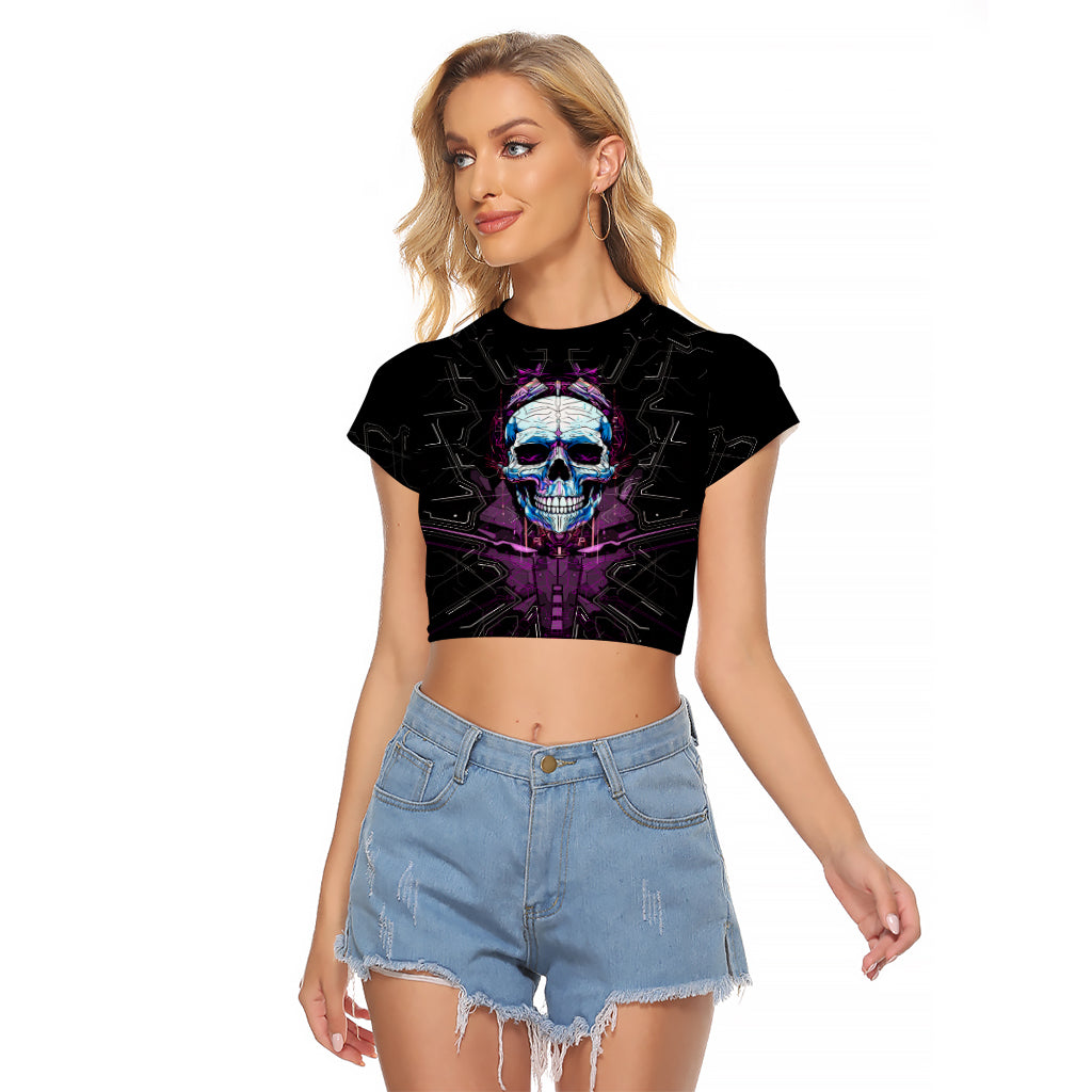 Technology Skull Raglan Cropped T Shirt I'm blunt because God rolled me that way - Wonder Print Shop