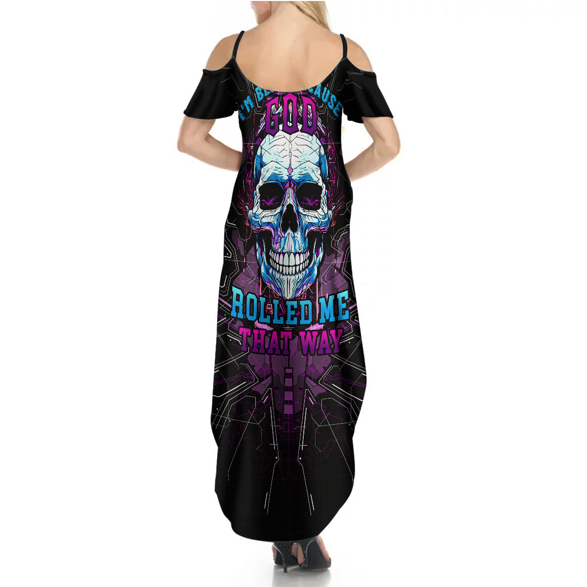 Technology Skull Summer Maxi Dress I'm blunt because God rolled me that way - Wonder Print Shop