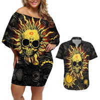 Sun Skull Couples Matching Off Shoulder Short Dress and Hawaiian Shirt I May Not Be Perfect But At Least I'm Not You - Wonder Print Shop