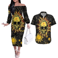 Sun Skull Couples Matching Off The Shoulder Long Sleeve Dress and Hawaiian Shirt I May Not Be Perfect But At Least I'm Not You - Wonder Print Shop