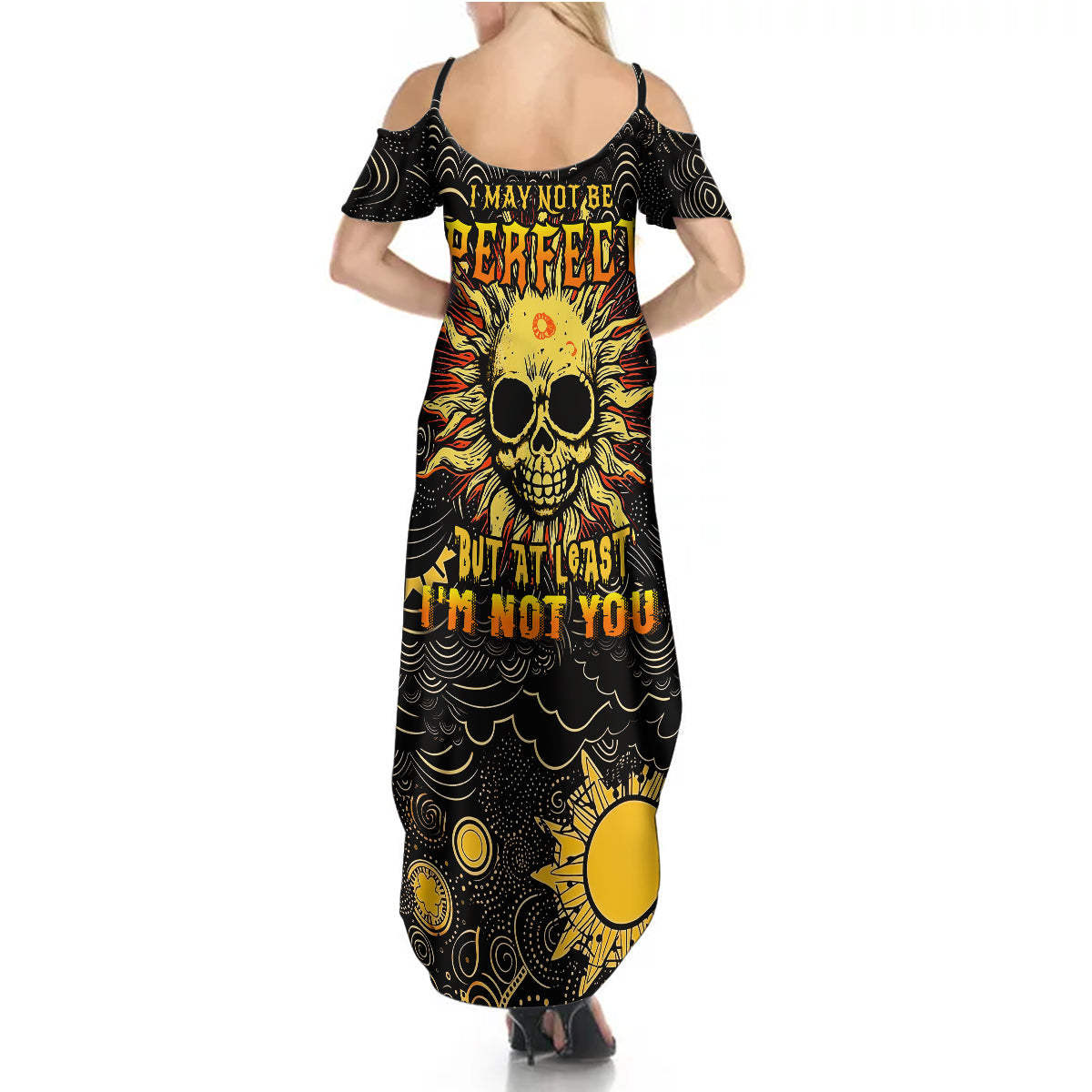 Sun Skull Summer Maxi Dress I May Not Be Perfect But At Least I'm Not You - Wonder Print Shop
