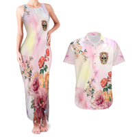 Flower Skull Couples Matching Tank Maxi Dress and Hawaiian Shirt She Is Sunshine Mixed With A Little Hurricane - Wonder Print Shop