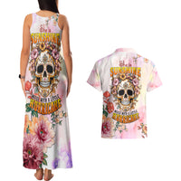 Flower Skull Couples Matching Tank Maxi Dress and Hawaiian Shirt She Is Sunshine Mixed With A Little Hurricane - Wonder Print Shop