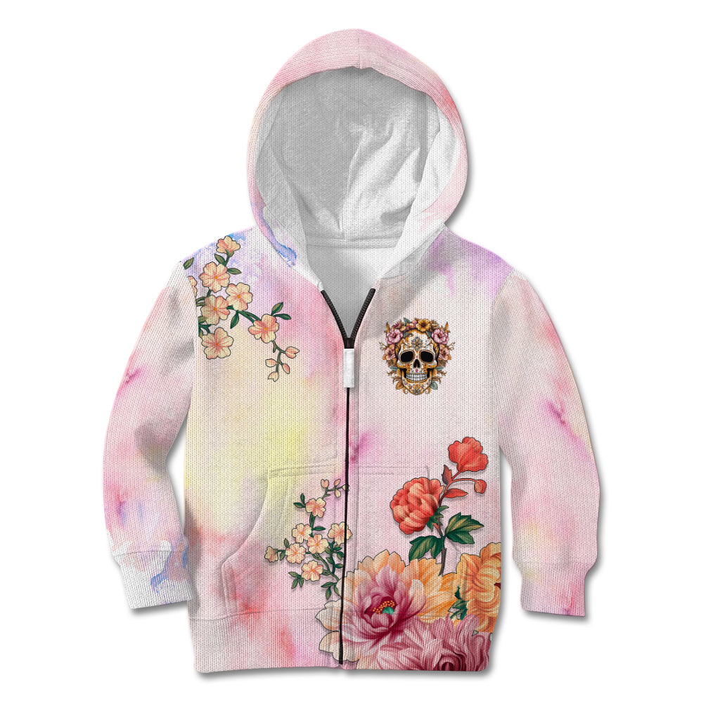 Flower Skull Kid Hoodie She Is Sunshine Mixed With A Little Hurricane - Wonder Print Shop