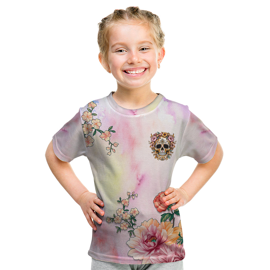 Flower Skull Kid T Shirt She Is Sunshine Mixed With A Little Hurricane - Wonder Print Shop