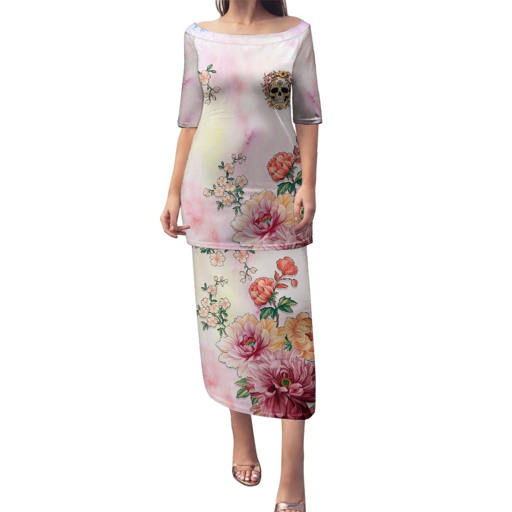 Flower Skull Puletasi She Is Sunshine Mixed With A Little Hurricane - Wonder Print Shop