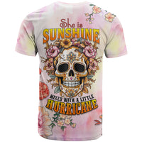 Flower Skull T Shirt She Is Sunshine Mixed With A Little Hurricane - Wonder Print Shop
