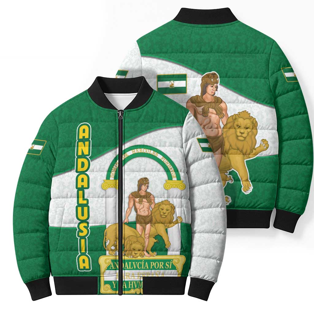 Andalusia Flag Bomber Puffer Jacket Autonomous Community of Spain - Wonder Print Shop