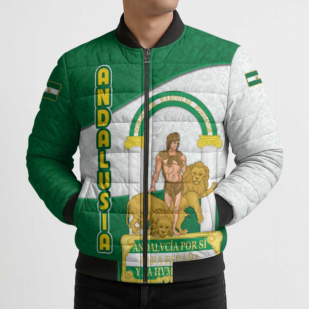 Andalusia Flag Bomber Puffer Jacket Autonomous Community of Spain - Wonder Print Shop