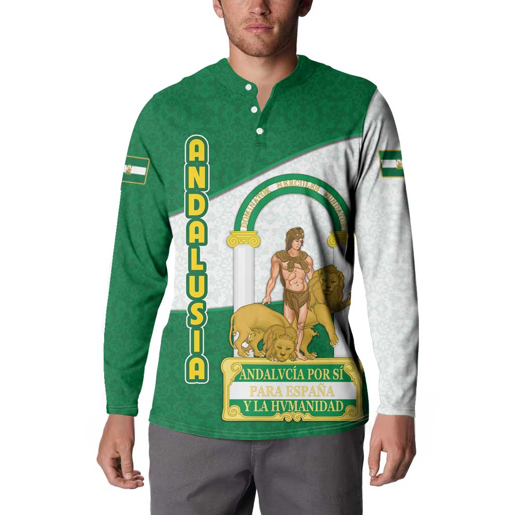 Andalusia Flag Button Sweatshirt Autonomous Community of Spain - Wonder Print Shop