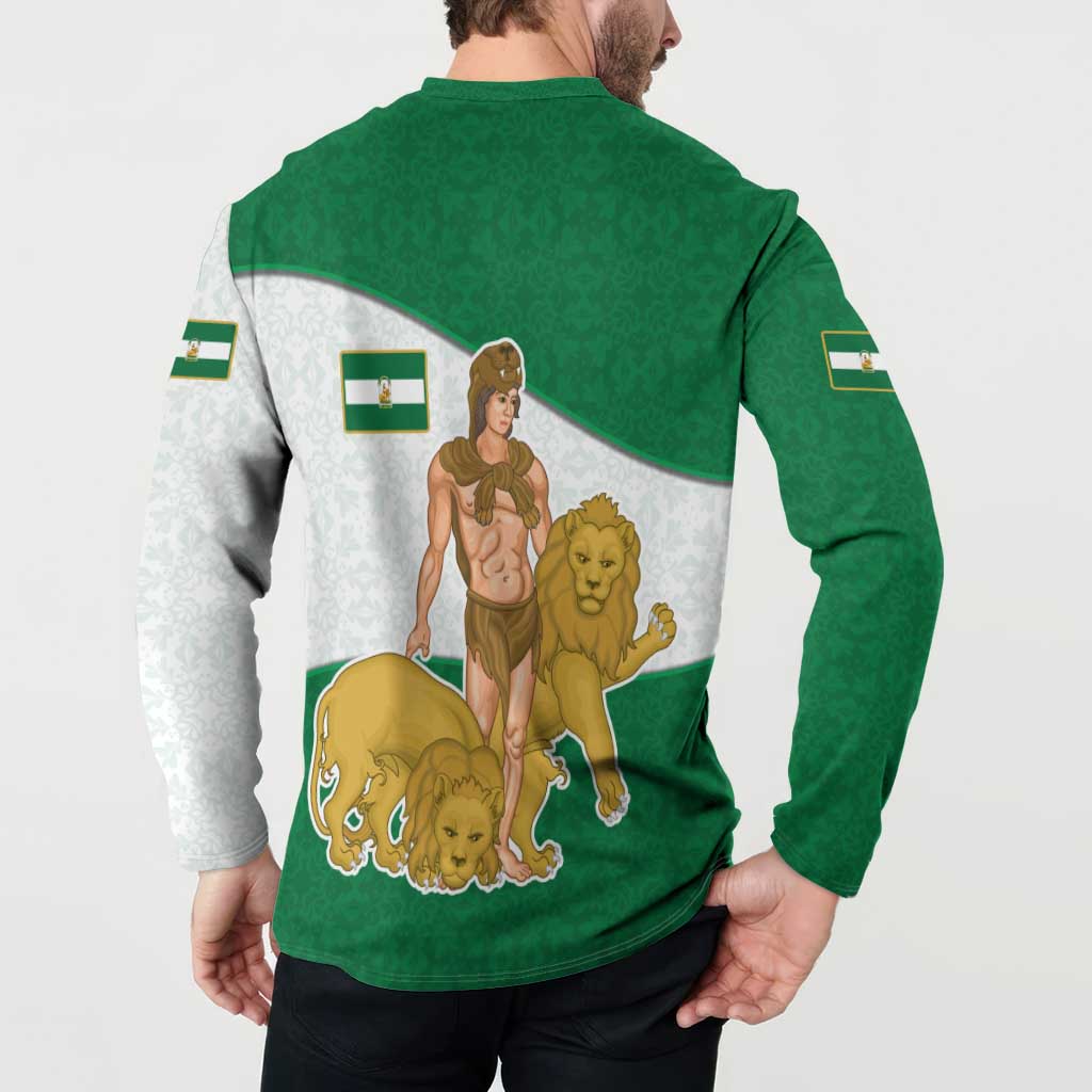 Andalusia Flag Button Sweatshirt Autonomous Community of Spain - Wonder Print Shop