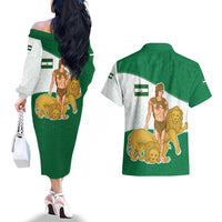 Andalusia Flag Couples Matching Off The Shoulder Long Sleeve Dress and Hawaiian Shirt Autonomous Community of Spain - Wonder Print Shop