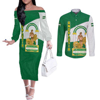 Andalusia Flag Couples Matching Off The Shoulder Long Sleeve Dress and Long Sleeve Button Shirt Autonomous Community of Spain - Wonder Print Shop