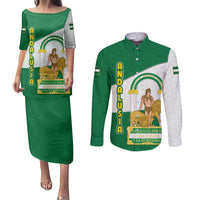 Andalusia Flag Couples Matching Puletasi and Long Sleeve Button Shirt Autonomous Community of Spain - Wonder Print Shop