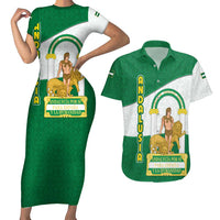 Andalusia Flag Couples Matching Short Sleeve Bodycon Dress and Hawaiian Shirt Autonomous Community of Spain - Wonder Print Shop