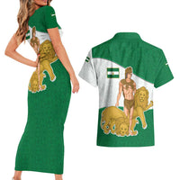 Andalusia Flag Couples Matching Short Sleeve Bodycon Dress and Hawaiian Shirt Autonomous Community of Spain - Wonder Print Shop