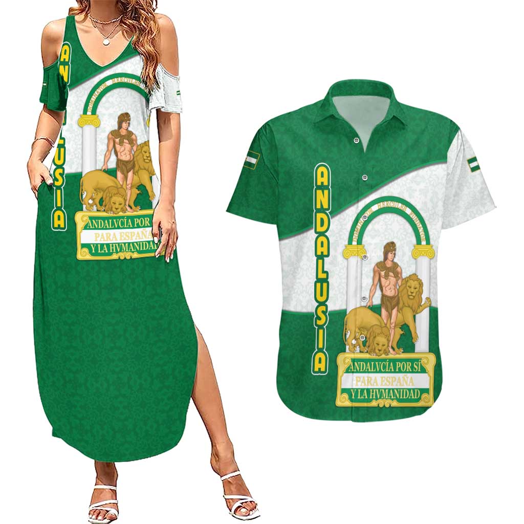 Andalusia Flag Couples Matching Summer Maxi Dress and Hawaiian Shirt Autonomous Community of Spain - Wonder Print Shop