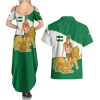 Andalusia Flag Couples Matching Summer Maxi Dress and Hawaiian Shirt Autonomous Community of Spain - Wonder Print Shop