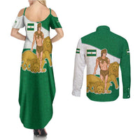 Andalusia Flag Couples Matching Summer Maxi Dress and Long Sleeve Button Shirt Autonomous Community of Spain - Wonder Print Shop