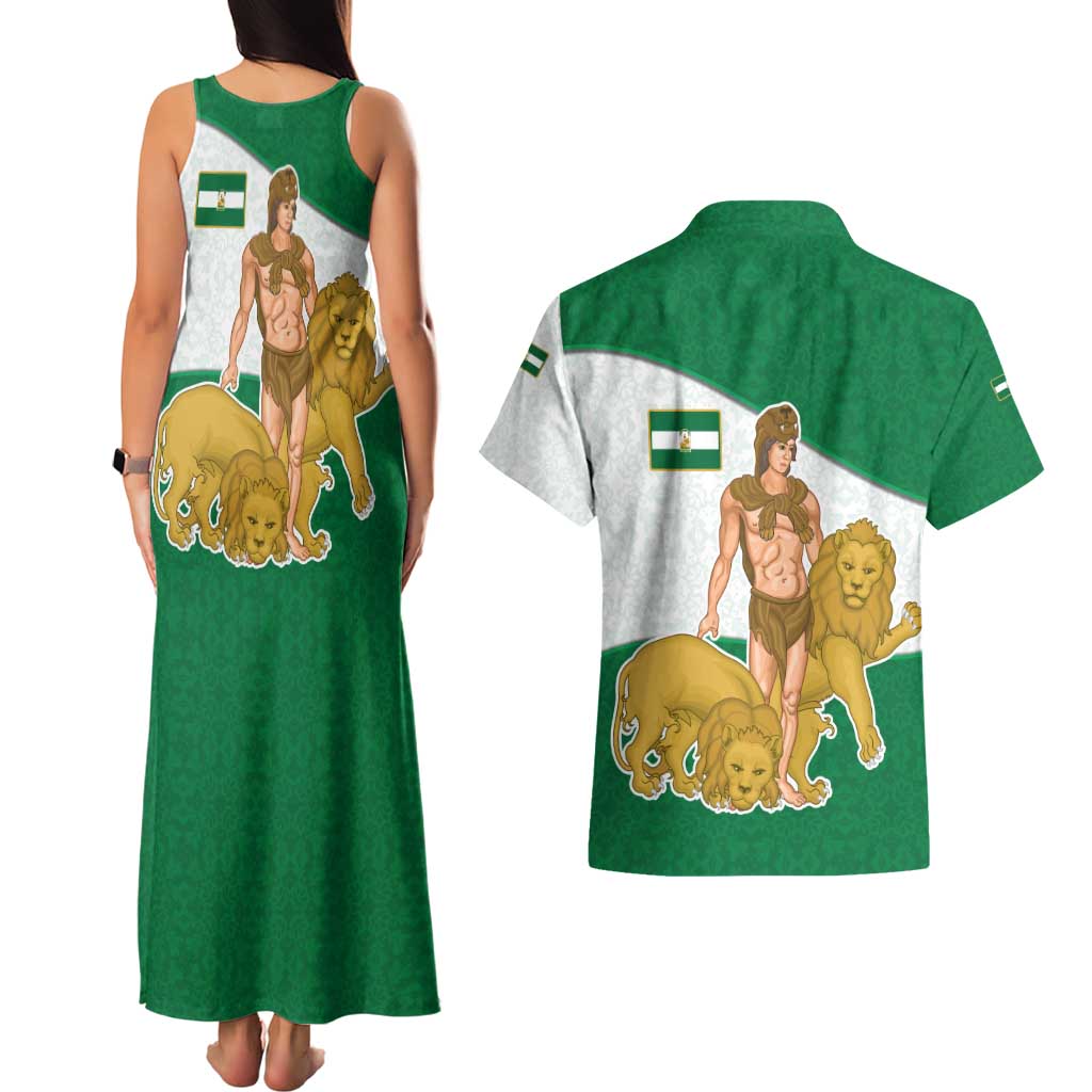 Andalusia Flag Couples Matching Tank Maxi Dress and Hawaiian Shirt Autonomous Community of Spain - Wonder Print Shop