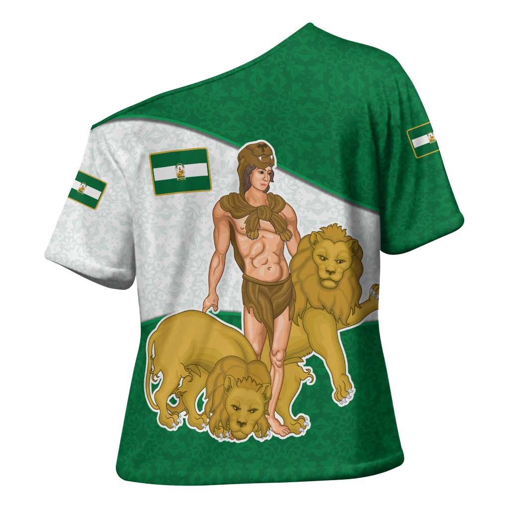 Andalusia Flag Cross Shoulder Shirt Autonomous Community of Spain - Wonder Print Shop