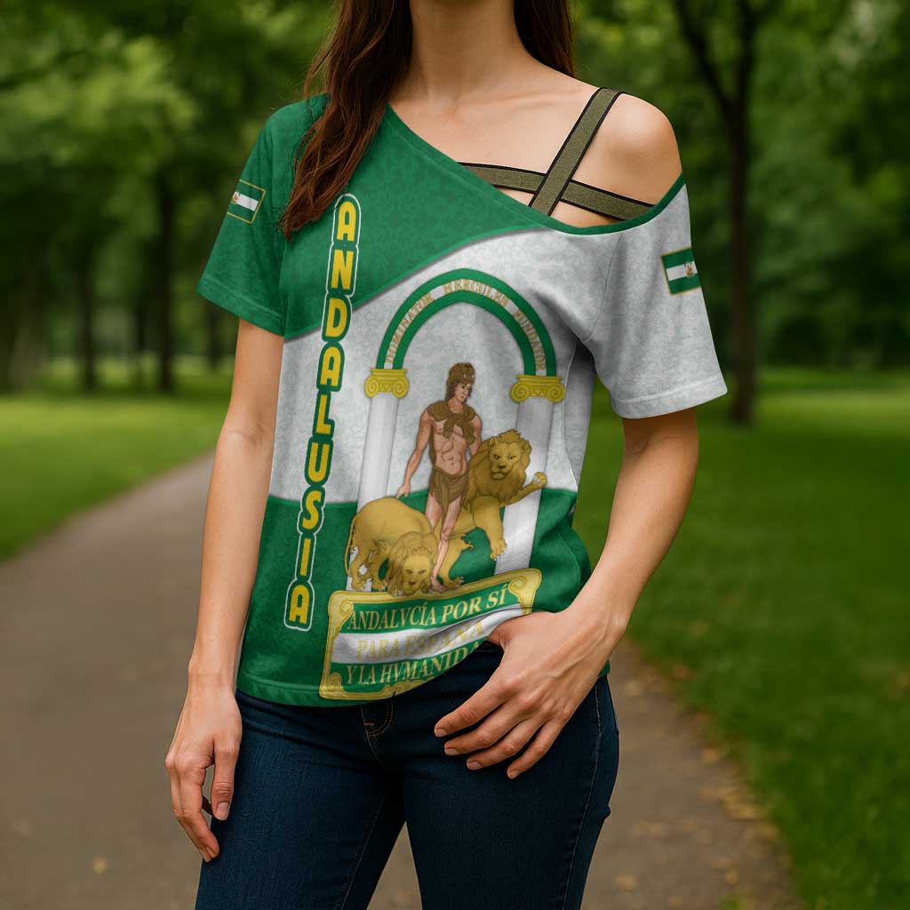 Andalusia Flag Cross Shoulder Shirt Autonomous Community of Spain - Wonder Print Shop